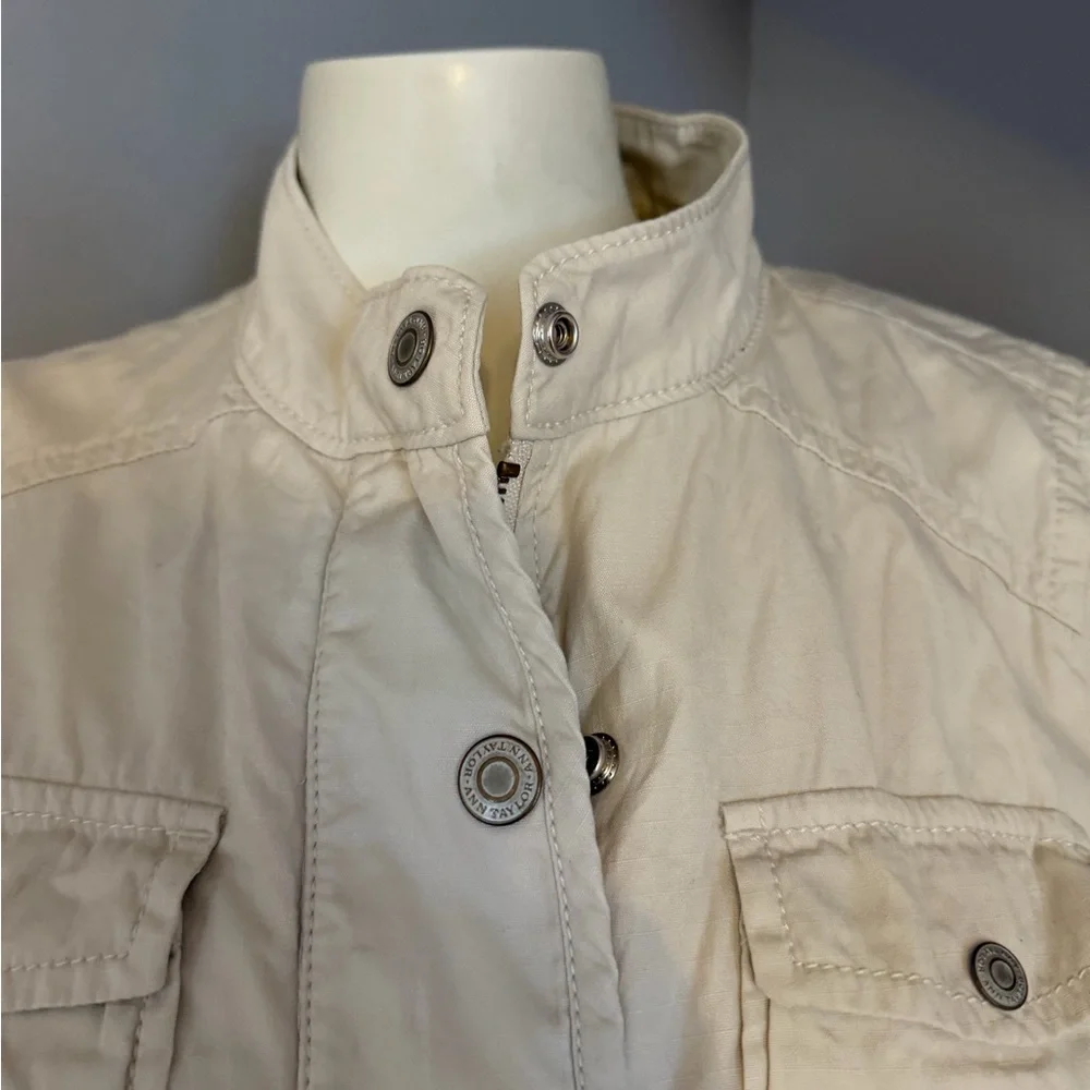 LOFT Cream Button-Front Utility Jacket - Picture 2 of 5